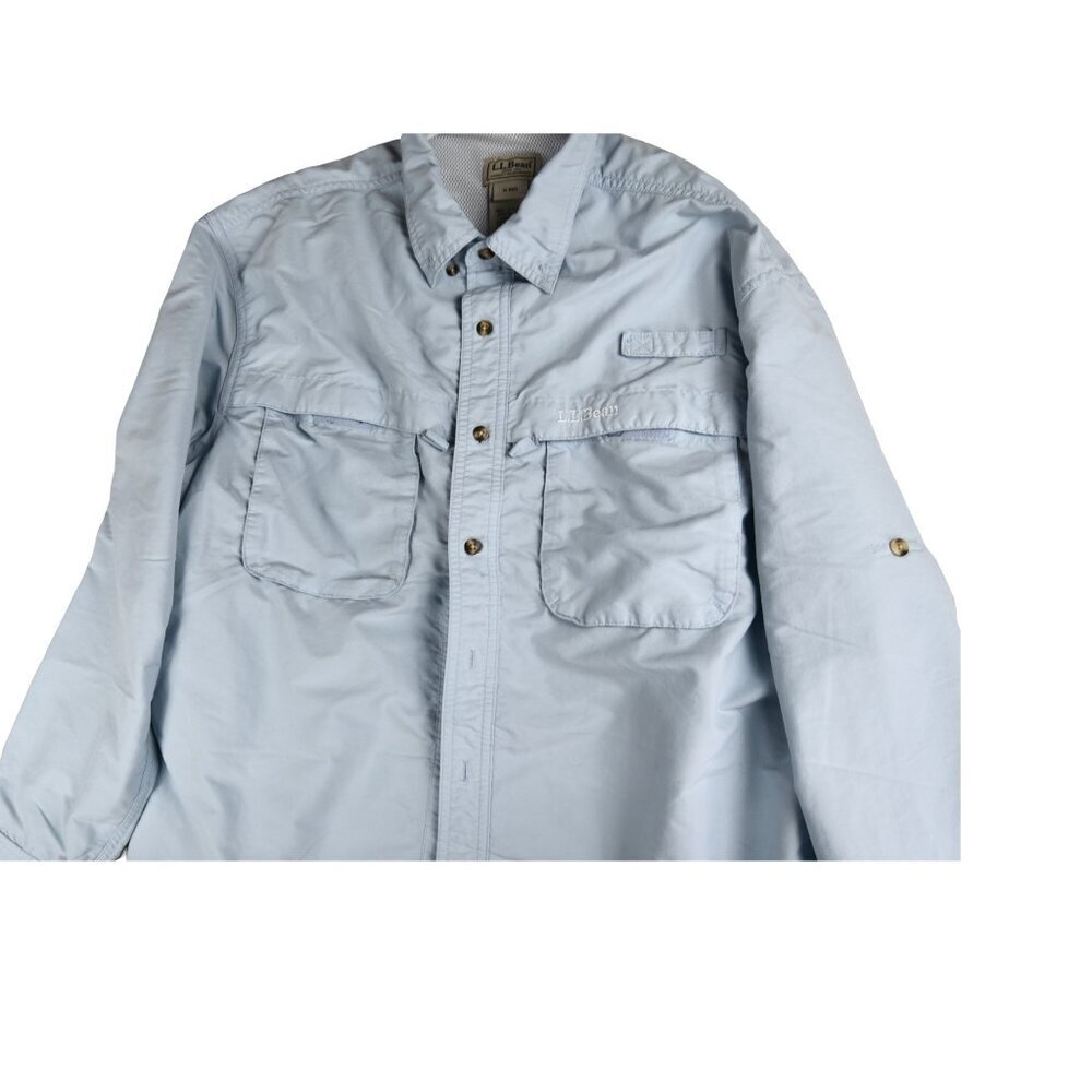 LL BEAN Men's Long Sleeve Fishing Hiking Vented Shirt Sky Blue Size Medium - Picture 4 of 8